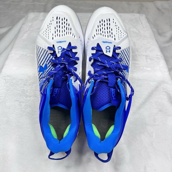 Under Armour Yard Low MT TPU Men Size‎ 12 Baseball Cleats White Blue 3025591-400 - Picture 3 of 9